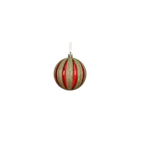 Pallina di Natale in plastica decorata rosso e oro Ø8 cm