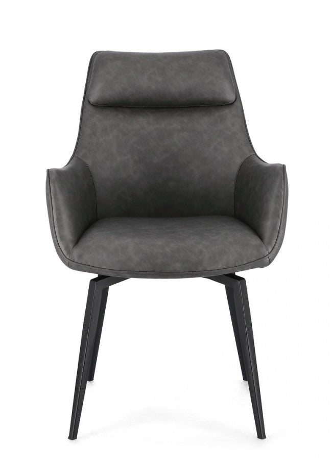 2x Poltrona in ecopelle antracite 56x65x92