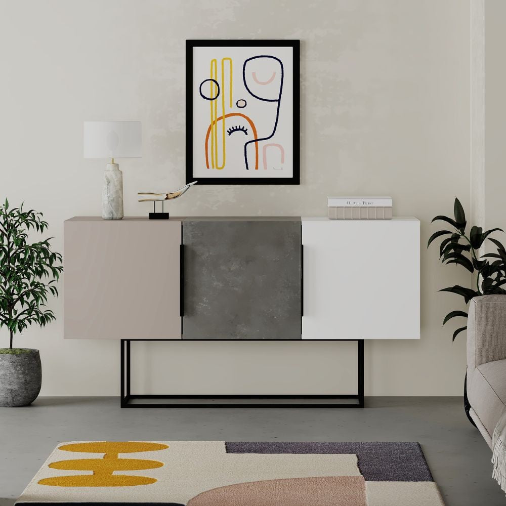 Madia Tontini 3 ante colore tortora cemento bianco 150 cm(TONTINITORT) EFFEZ