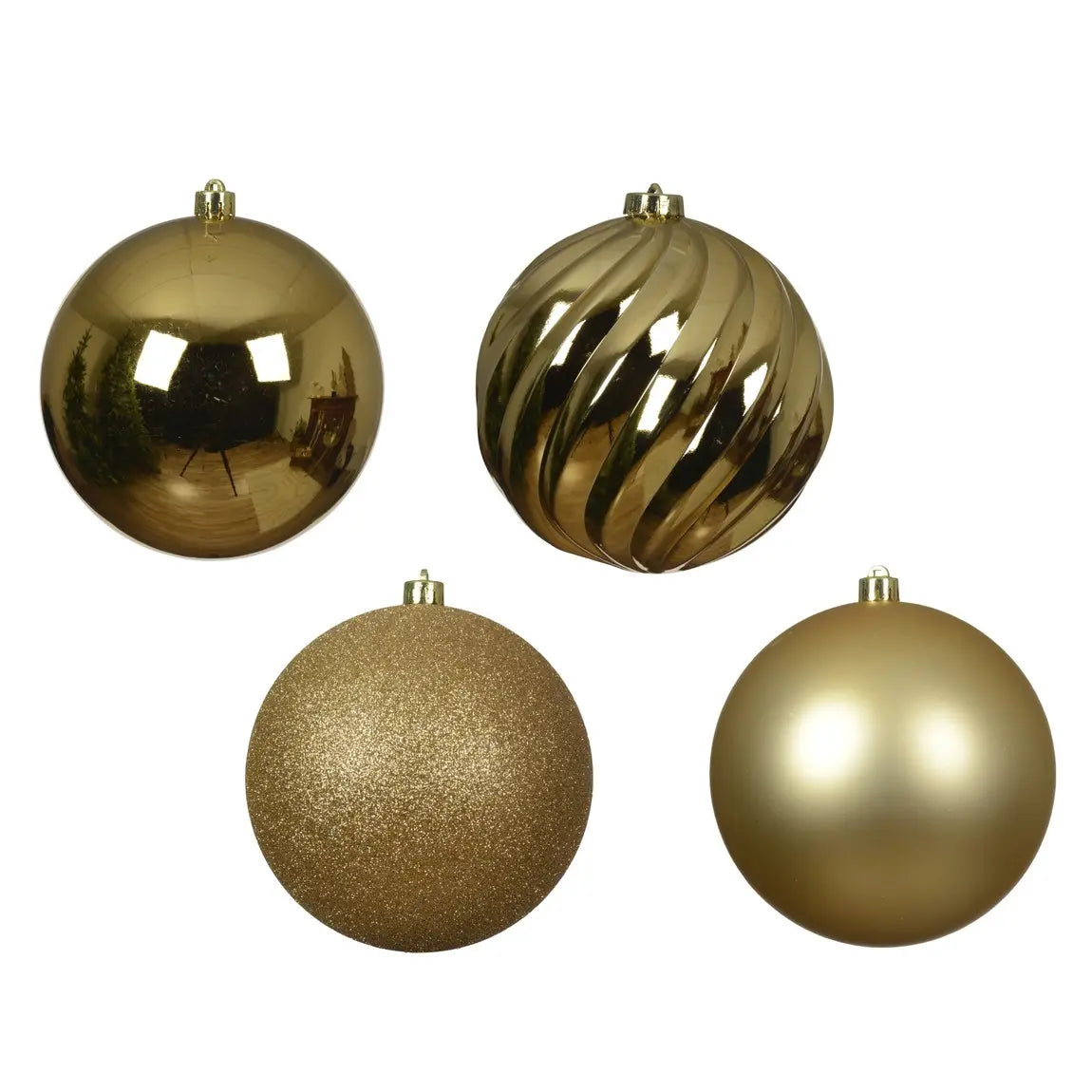 Set 4 sfere natalizie in polistirolo oro Ø14 cm – assortite