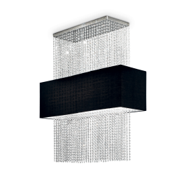 Lampadario a sospensione 5 luci nero 90x30xh.106 cm