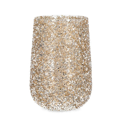 Portacandela Brillant in vetro oro Ø18,5 × H27 cm