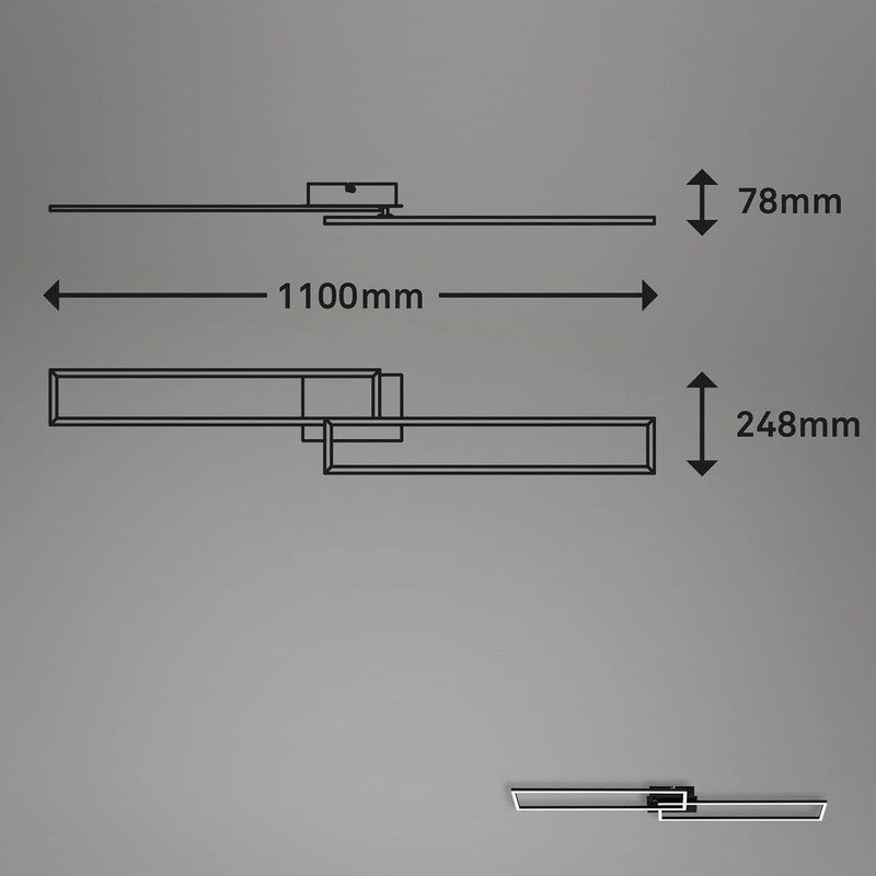 Briloner plafoniera applique led 110 cm 40w 4400lm nero