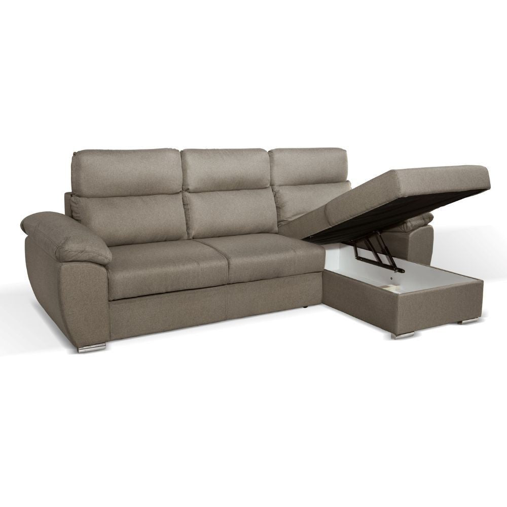 Divano grigio 265x166 cm con penisola