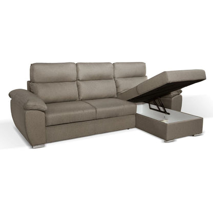 Divano grigio 265x166 cm con penisola