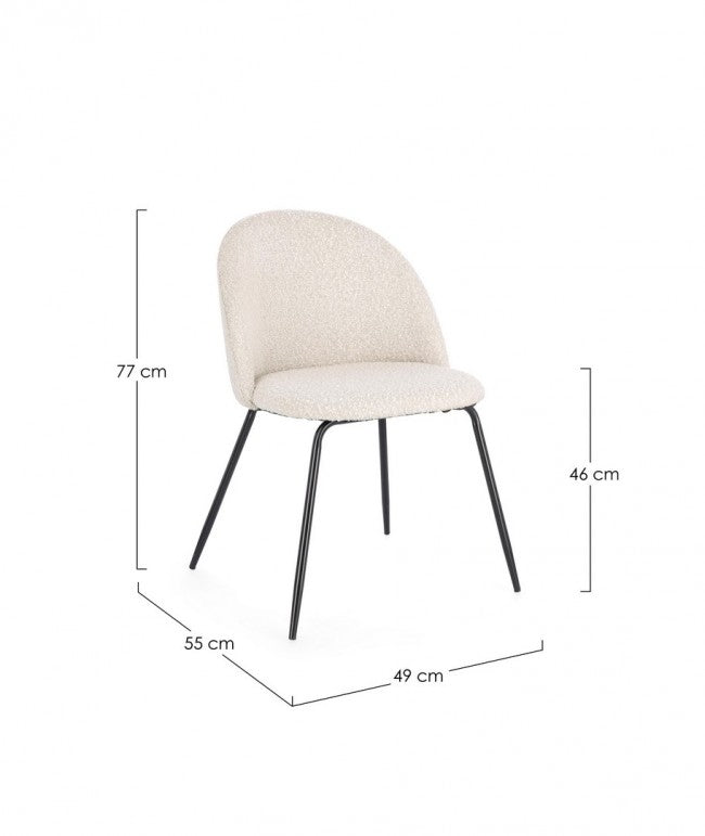 4x Sedia nera/avorio 49x55x77h 46h1 in bouclé