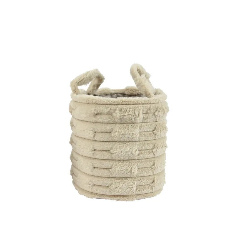 Cesto tondo grande con manici marrone chiaro Ø27 × H28 cm