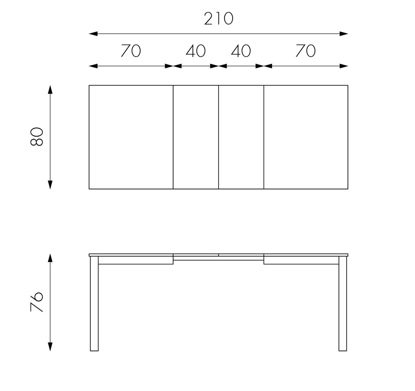 Tavolo allungabile in melaminico bianco 130/210x80x76h cm