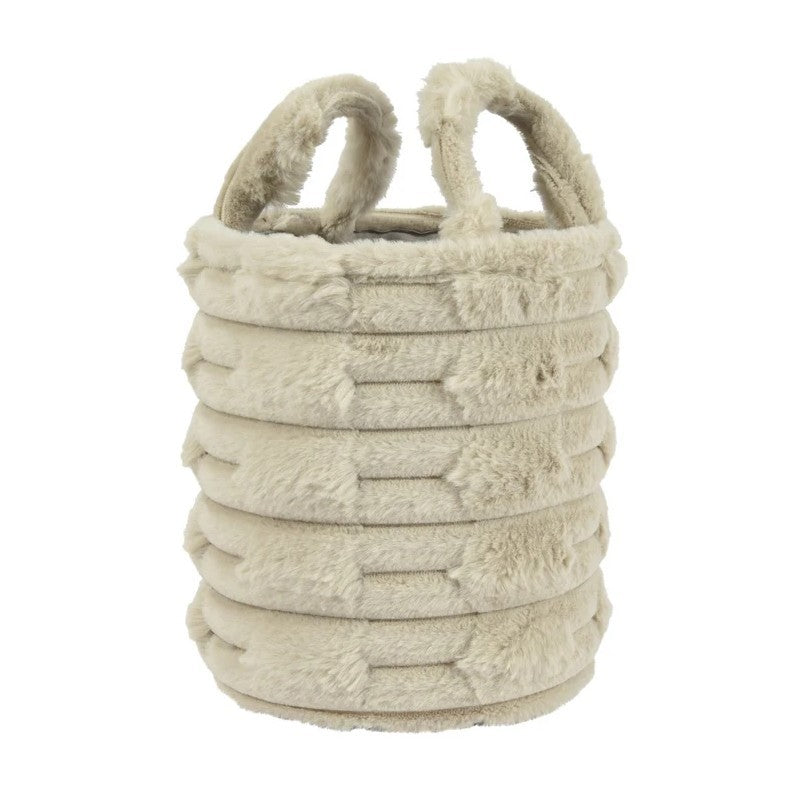 Cesto tondo grande con manici marrone chiaro Ø20 × H25 cm