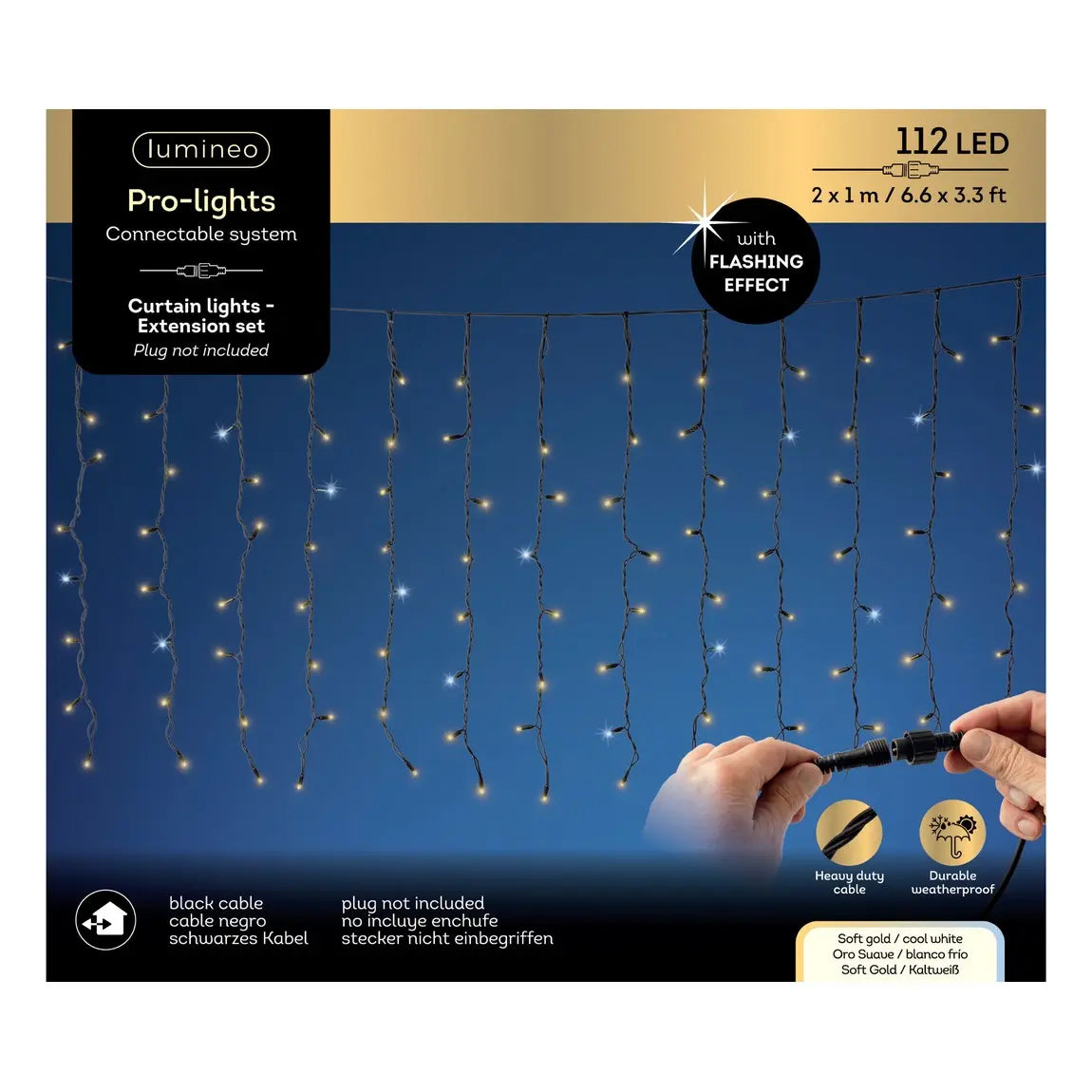Tenda luminosa LED Pro-Lights bianco freddo da esterno 200 × 100 cm