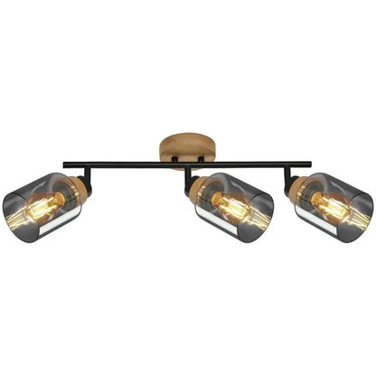 Faretto Spot Hema 3 Luci E27 47 cm nero smoke orientabile