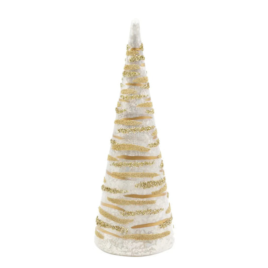 Pino decorativo Streaks in vetro bianco Ø8,5 × H25 cm