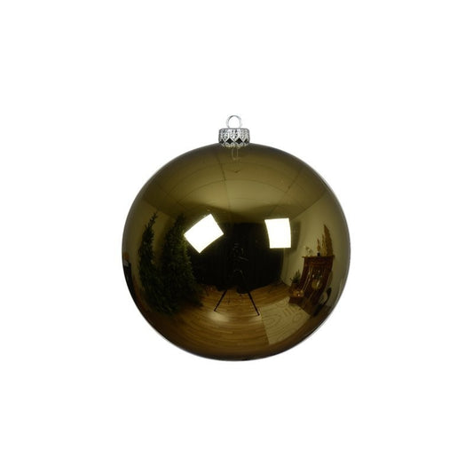Pallina di Natale in vetro verde rosmarino lucido Ø15 cm