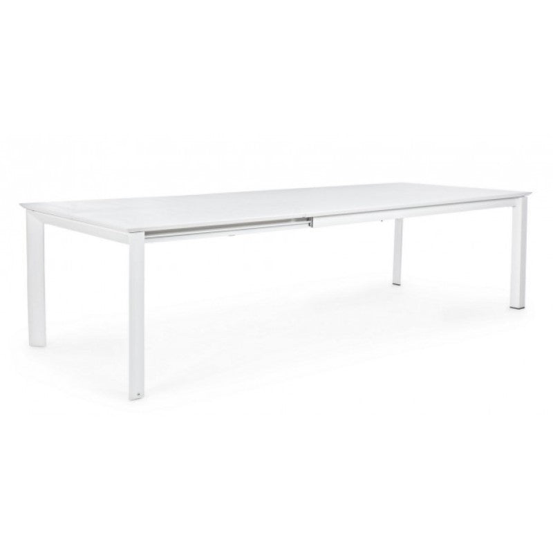 Tavolo Konnor in alluminio bianco cm 200-300x110x76h