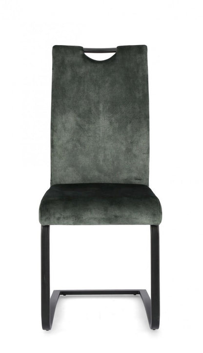 4x Sedia in velluto verde scuro 42x56x102