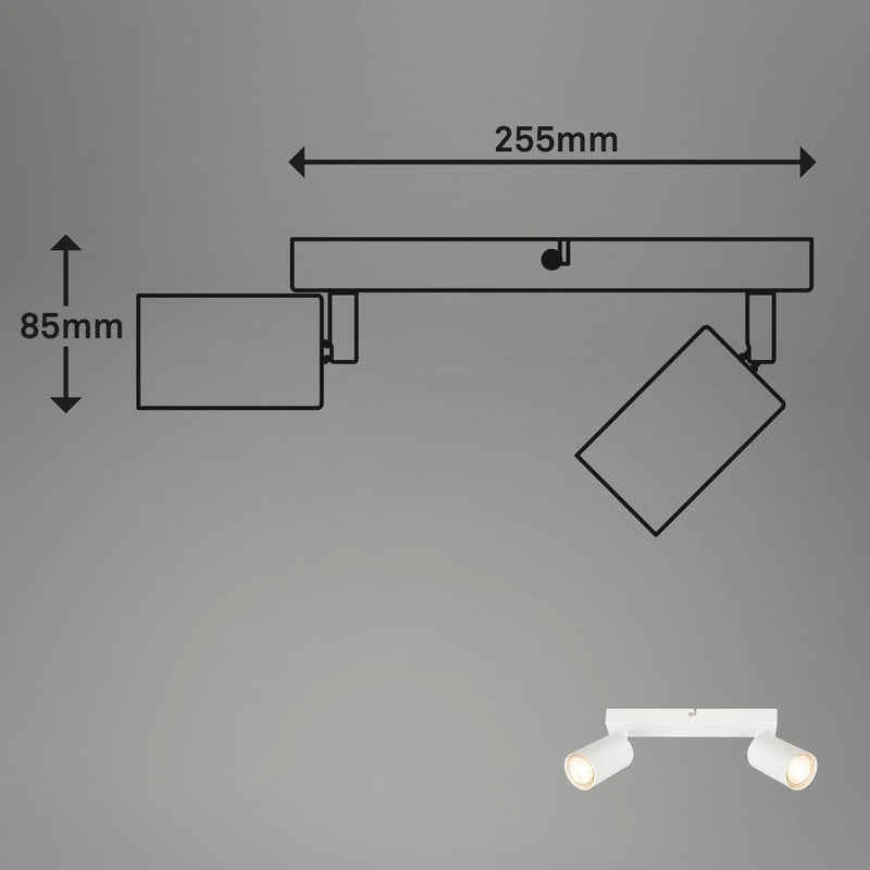 Faretto soffitto 2xGU10 orientabile bianco 15,5 x 5,5 x 25,5 cm