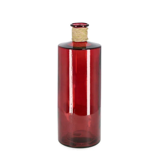 Bottiglia decorativa Rotang in vetro rosso H40 cm