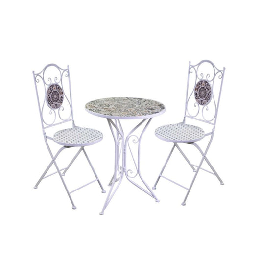 Set tavolo mosaico Frigole tondo Ø60cm e 2 sedie