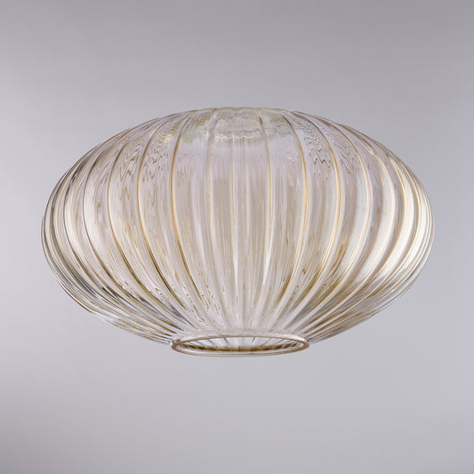 diffusore in vetro soffiato ambra con decoro rigatura in rilievo H.18 - Ø30