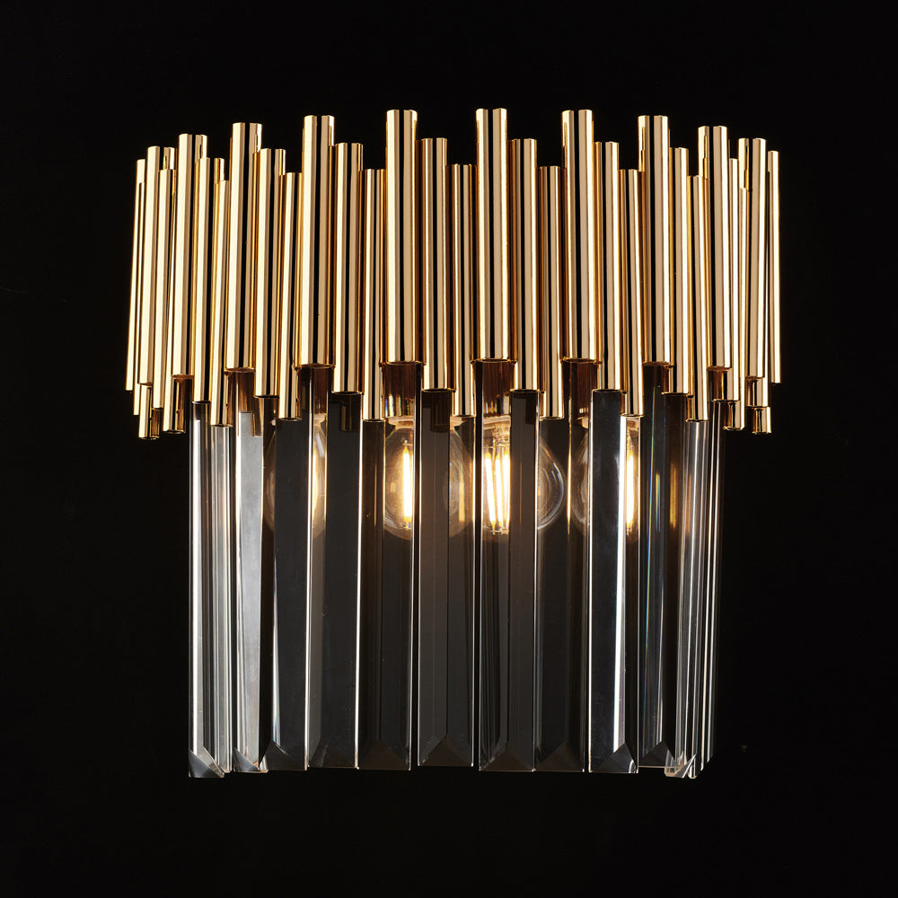 Applique in ferro dorato con strass 2 luci H.26 - L.28 - P.14