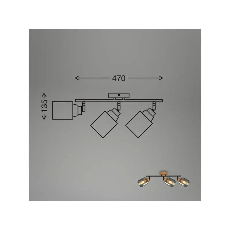 Faretto Spot Hema 3 Luci E27 47 cm nero smoke orientabile