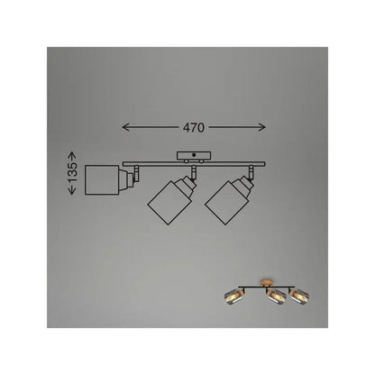 Faretto Spot Hema 3 Luci E27 47 cm nero smoke orientabile