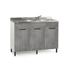 Sottolavello cucina grigio cemento 3 ante reversibile 120x50xH 85