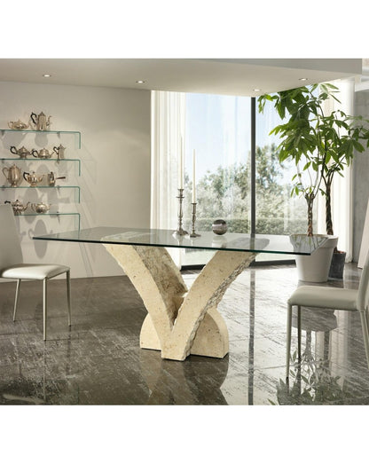 Tavolo fisso trasparente-beige 100 cm x 180 cm H. 76 cm