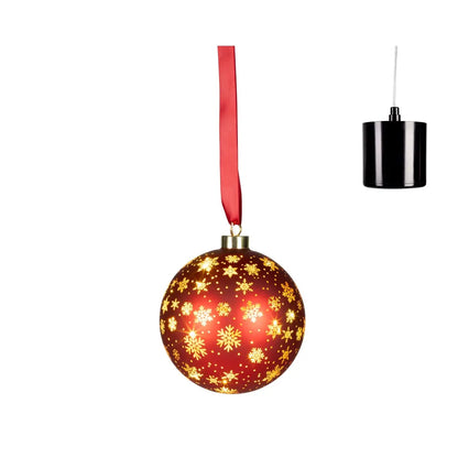 Sfera natalizia rossa con LED Ø14 cm
