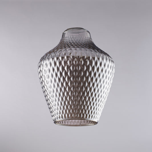 diffusore in vetro soffiato grigio specchiato con decoro in rilievo H.27 - Ø21