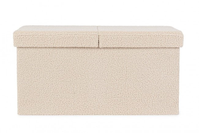 2x Pouf beige in bouclé 76x38x38