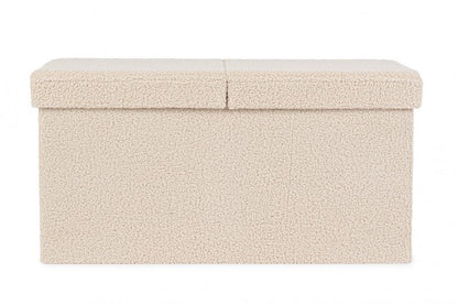 2x Pouf beige in bouclé 76x38x38