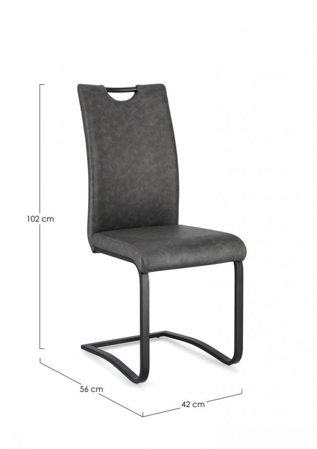 4x Sedia ecopelle antracite 42x56x102
