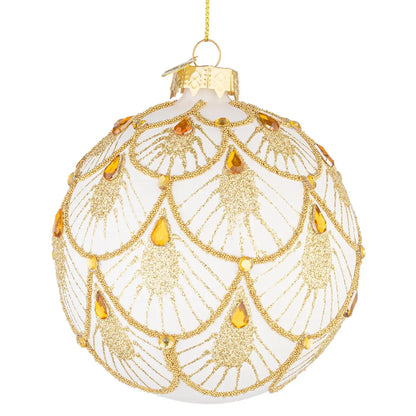 Sfera decorativa Stardust in vetro bianco e oro Ø10 cm