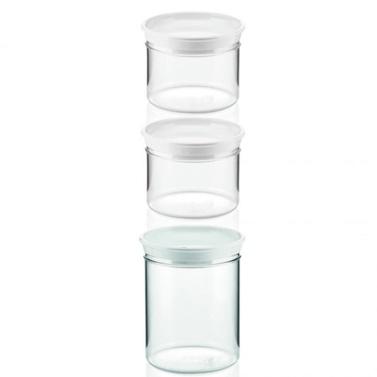Set di 3 barattoli con tappo bianco