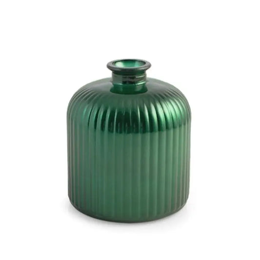 Vaso in vetro RYC a righe verde metallizzato 18 cm