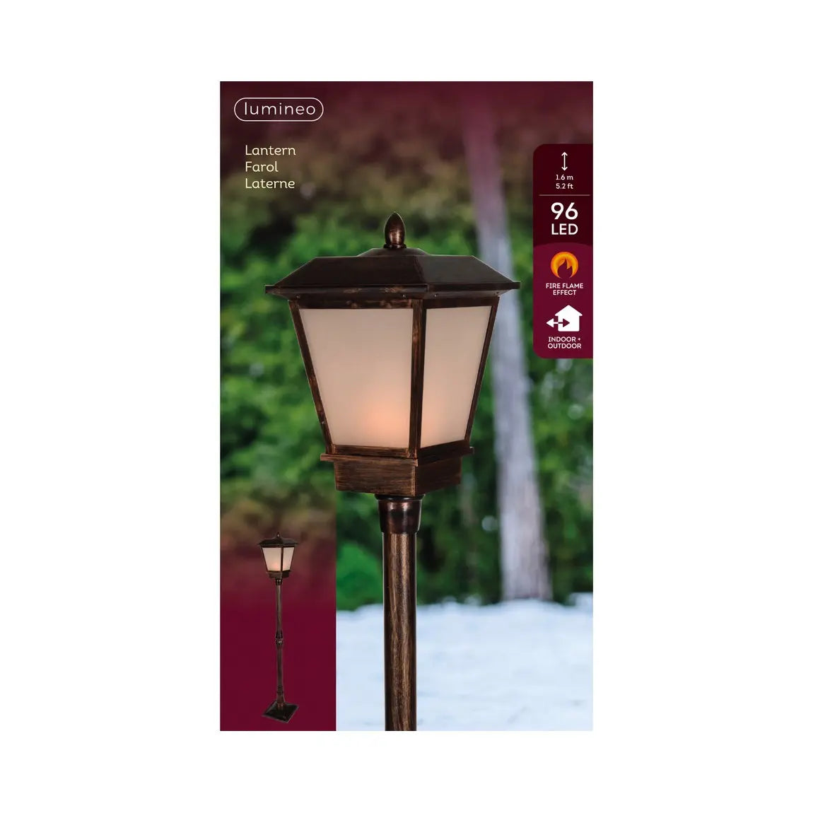 Lanterna in plastica con LED 25 × 25 × H160 cm
