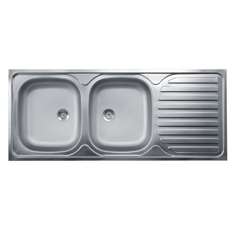 Lavello Cucina 2 Vasche Con Gocciolatoio Dx, Acciaio 50x120 cm (1)