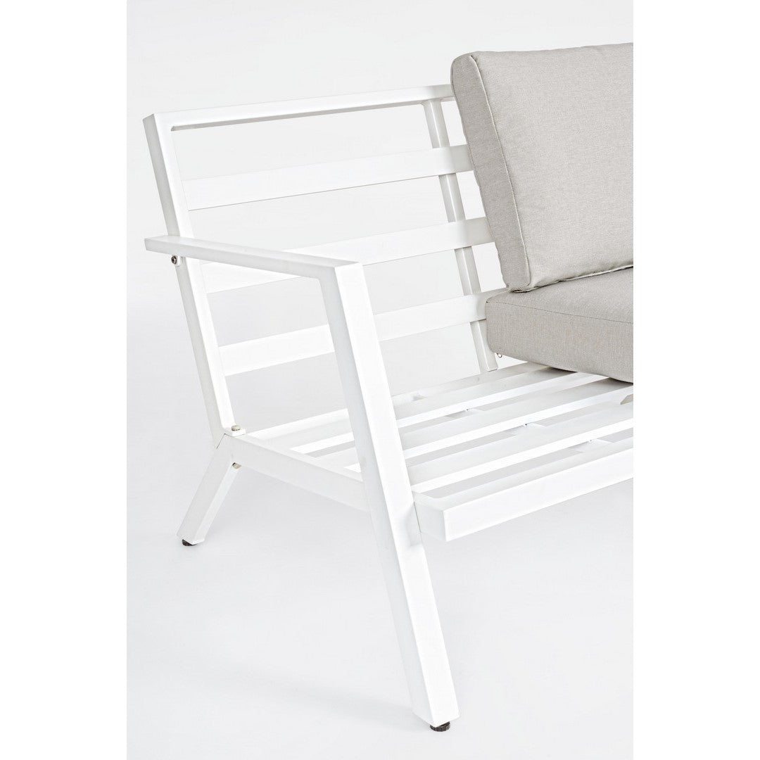 Set da esterno 4 pezzi salotto con cuscini Harley bianco