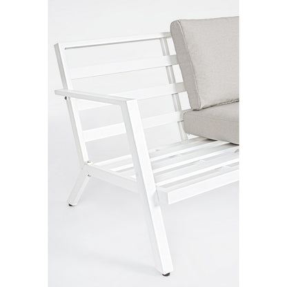 Set da esterno 4 pezzi salotto con cuscini Harley bianco