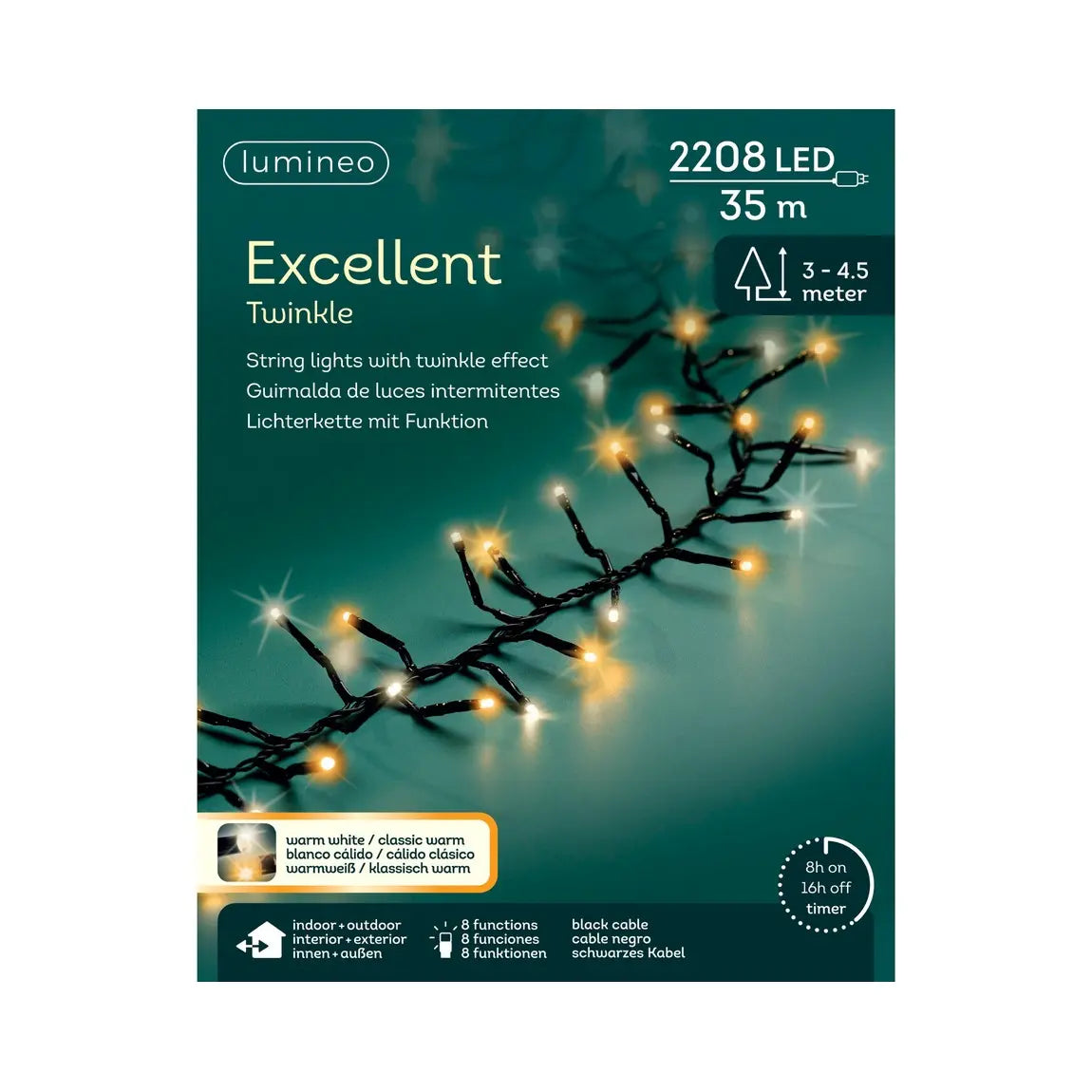 Catena luminosa LED Excellent nera con luce bianco caldo classico da esterno 35 m