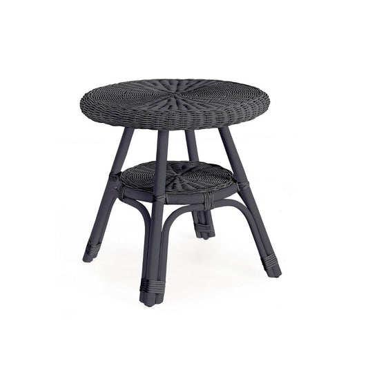 Bizzotto tavolino Allis midnight in rattan con intreccio in midollino Ø52x52h