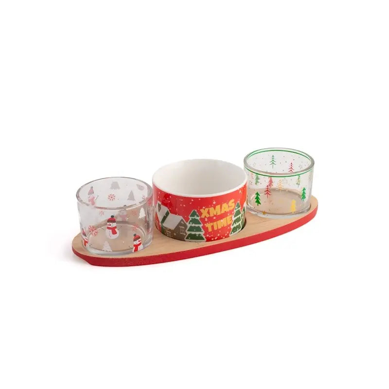 Set natalizio 4 pezzi con base in bambù