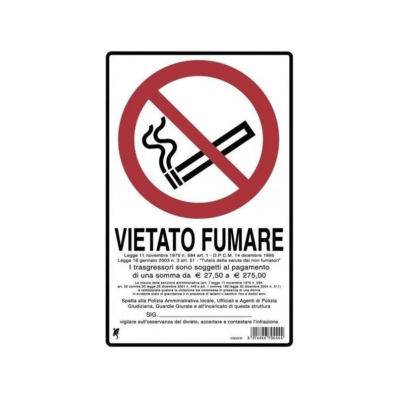 Cartello in plastica "vietato fumare" 30 x 20 cm