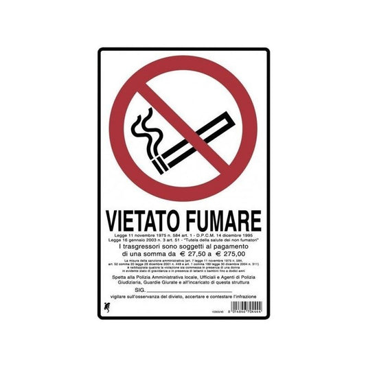 Cartello in plastica "vietato fumare" 30 x 20 cm
