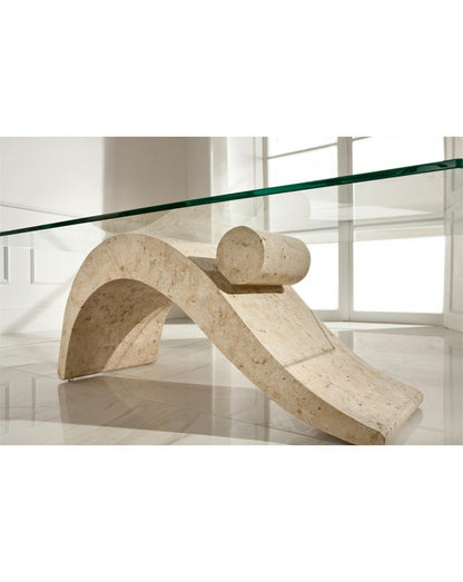 Tavolino Trasparente-Beige 70x120 cm H 40 cm - Modello 3