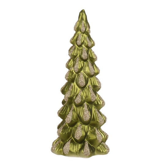Albero di Natale in vetro verde glitterato Ø12,5 × H29,5 cm