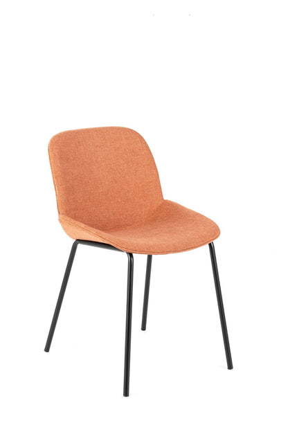 4x Sedia in Tessuto Arancione con Seduta Imbottita 57x46xH80