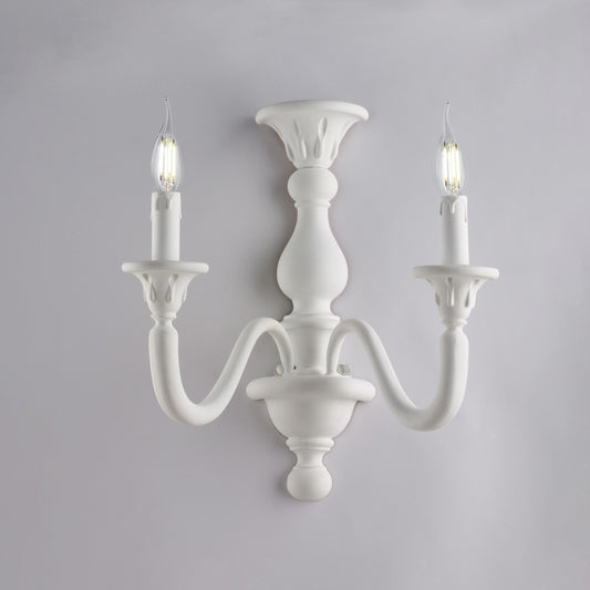 Applique in legno bianco shabby 2 luci H.41 - L.35 - P.21