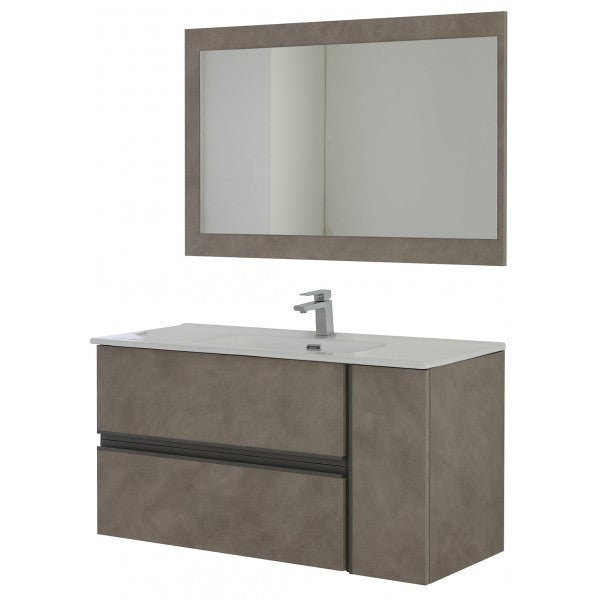 Composizione Bagno Beton Cenere 2 Cassetti 1 Anta 110x46x57 cm